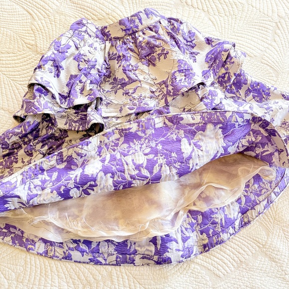 Buru Teagan Lavender Ruffle Tiered Brocade Midi Statement Dopamine Skirt Size S - Picture 13 of 15